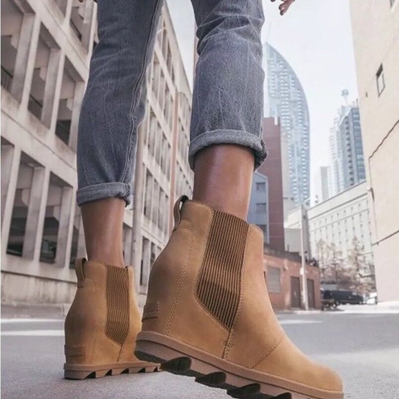 Sorel Joan of Arctic Wedge II Chelsea Boot Bootie Camel Brown - Picture 3 of 10